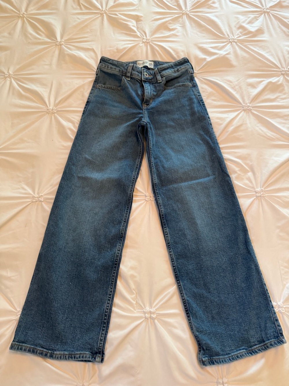abercrombie kids light blue high rise wide leg jeans
